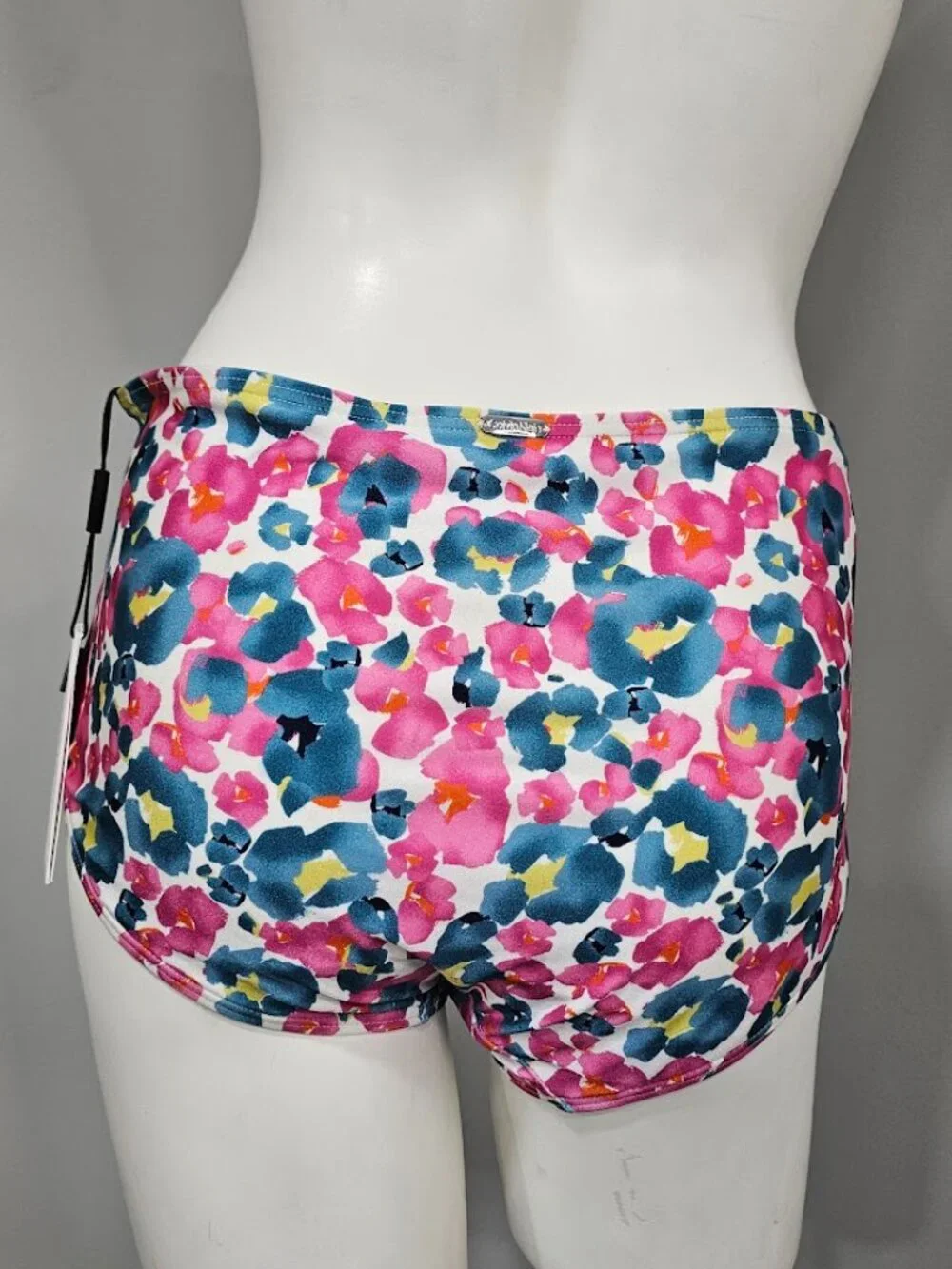 Calvin Klein Floral-Print Pleated High-Waist Swim Bottoms